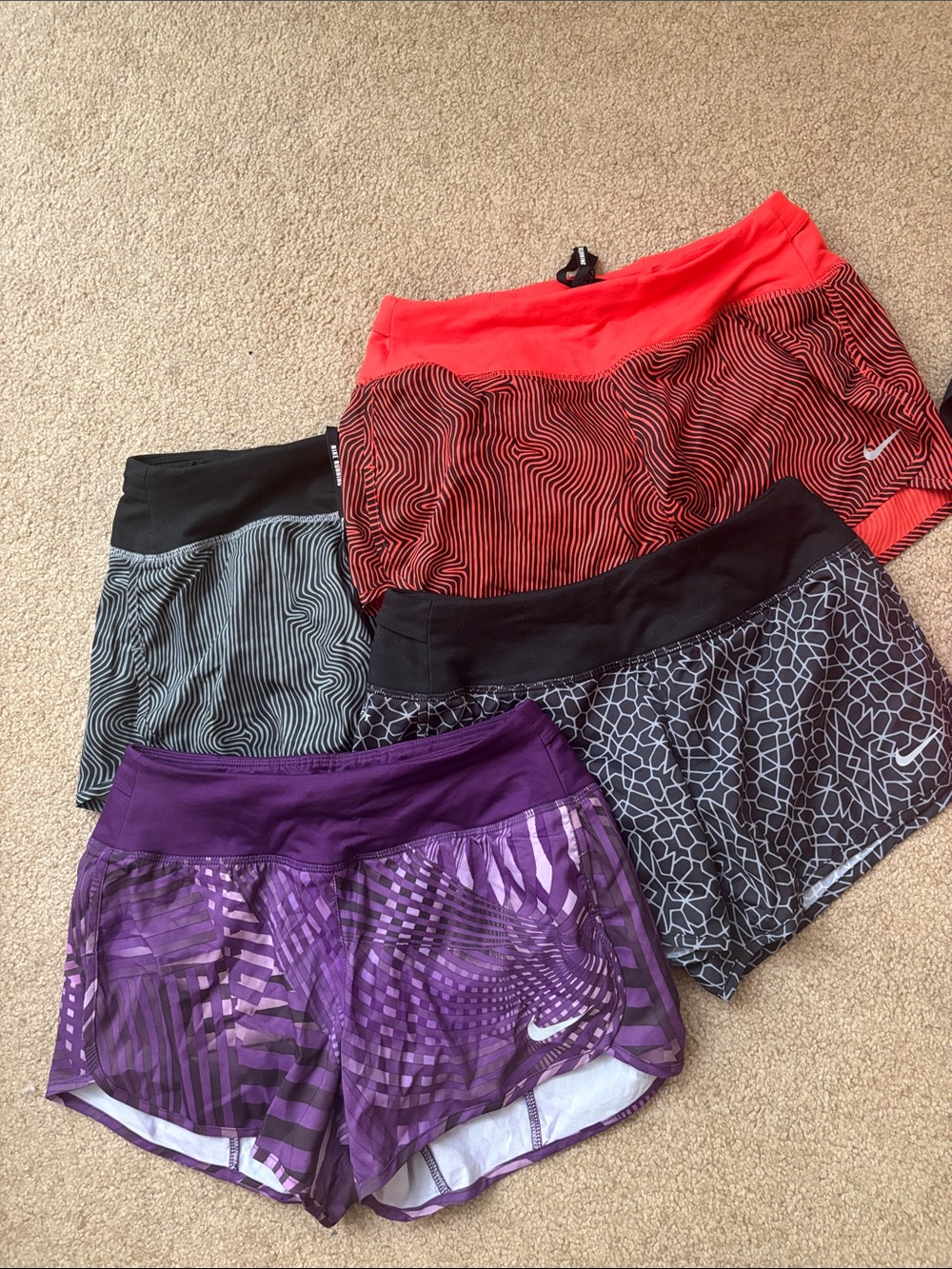 Nike Women’s Athletic Shorts Pack — Purple, Red, Gray, Black